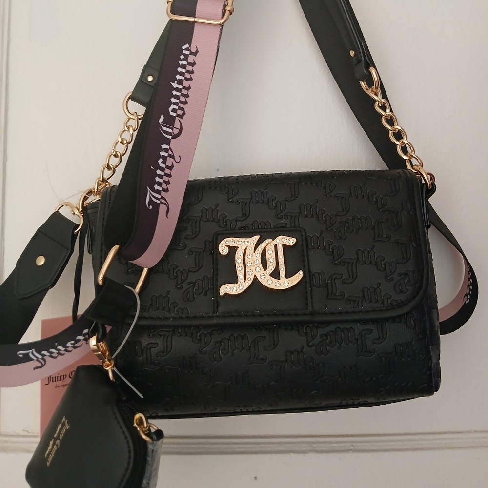 Juicy Couture Black Crossbody Bag with Gold LOGO